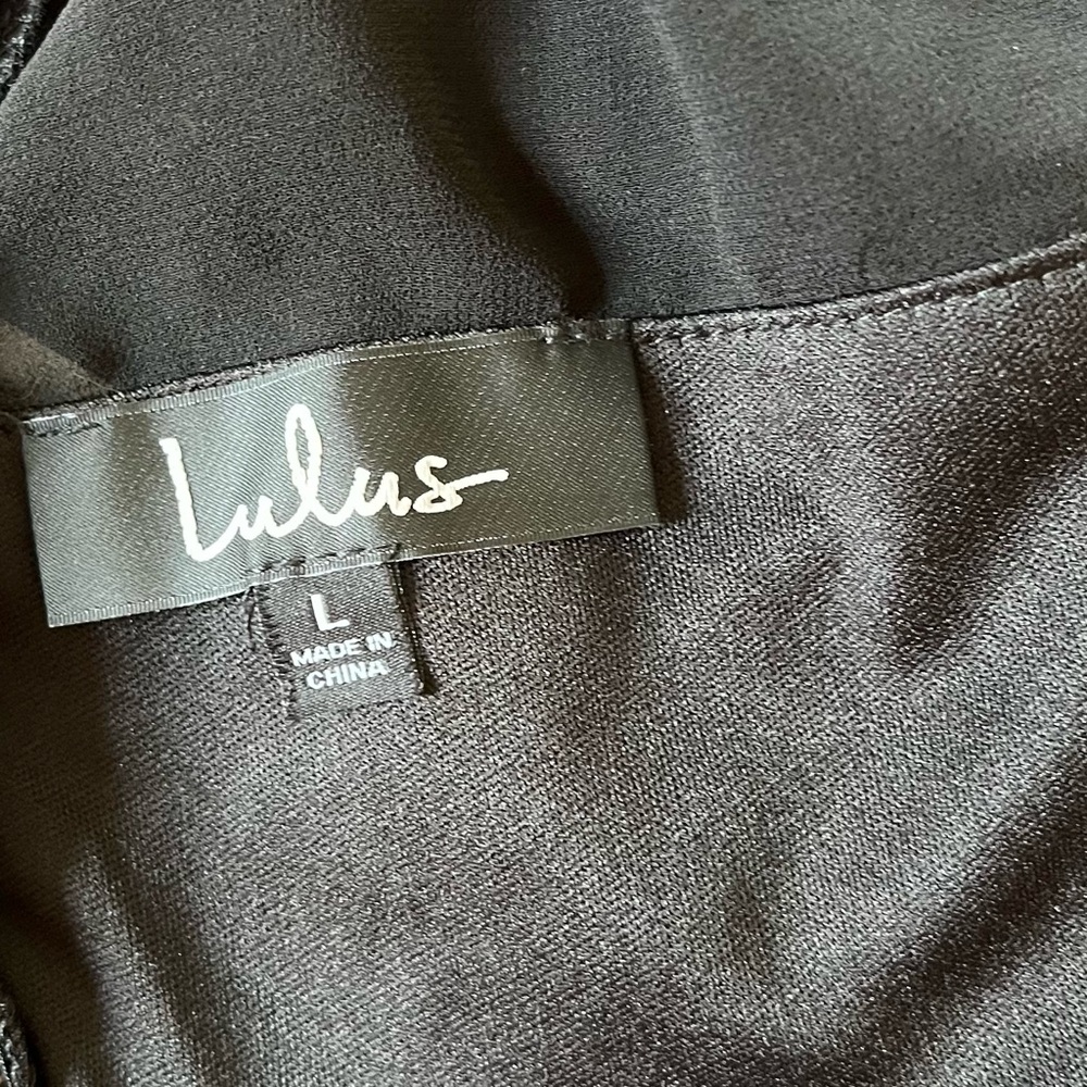 Lulu's NWT Longtime Love Black Long Sleeve Skater Dress Large Sheer Ruffle Goth - Picture 8 of 16